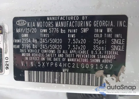 2020 Kia Telluride S from USA, damaged, VIN 5XYP64HC2LG091547